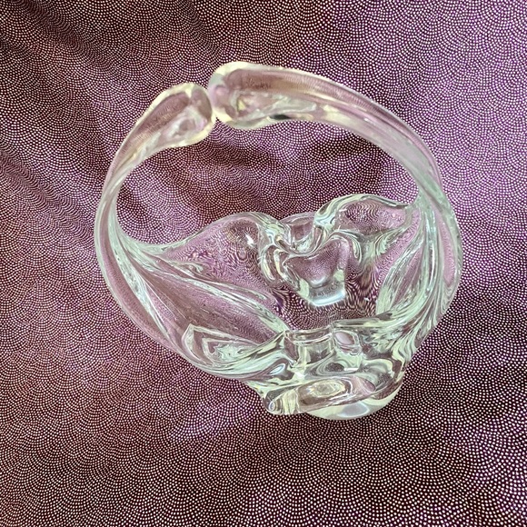 Murano Hand Blown Crystal Clear Glass Basket -  Collectible Glass - Picture 9 of 10